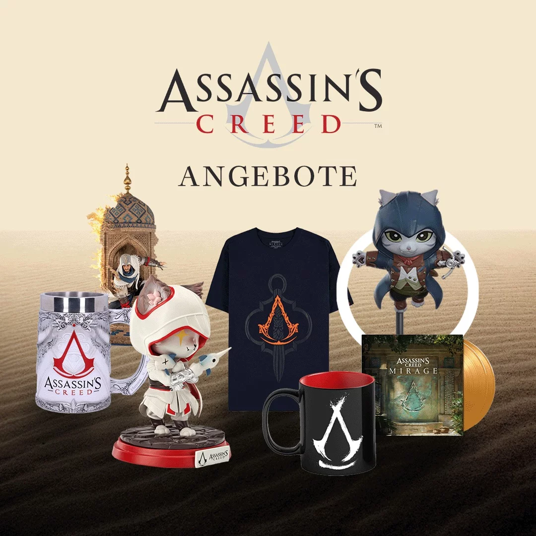 assassinscreed, merchandise, merch, sammlerstück, angebot, katzenfigur, tassen, nemesisnow