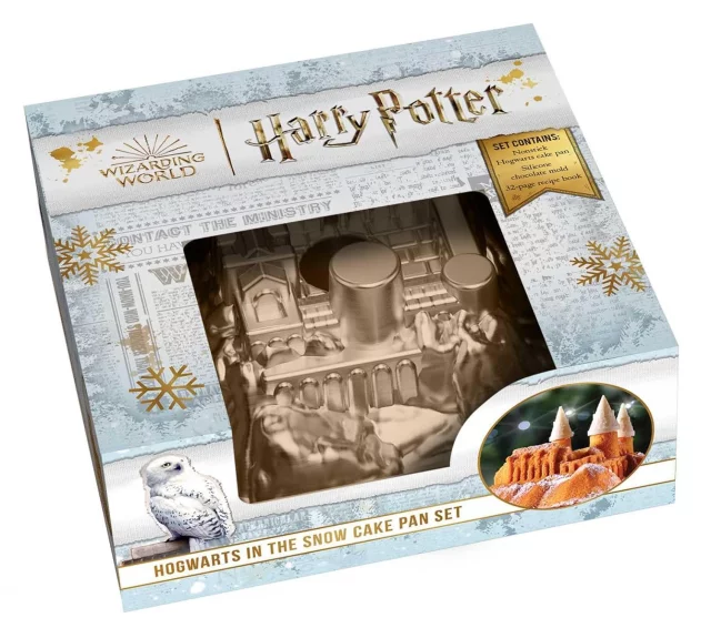 Geschenkset Harry Potter - Hogwarts-Kuchenform + ENG-Kochbuch - Küchenzubehör