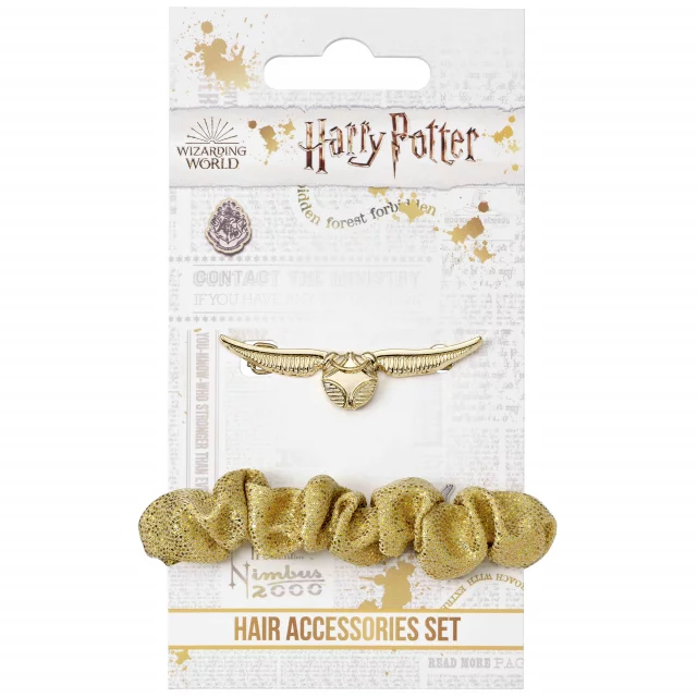 Geschenkset Harry Potter - Golden Snitch (Haargummi, Haarspange) - Kugelschreiber