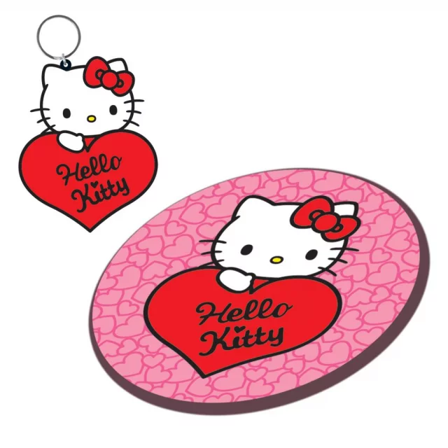 Geschenkset Hello Kitty - My Heart (Tasse, Schlüsselanhänger, Untersetzer)