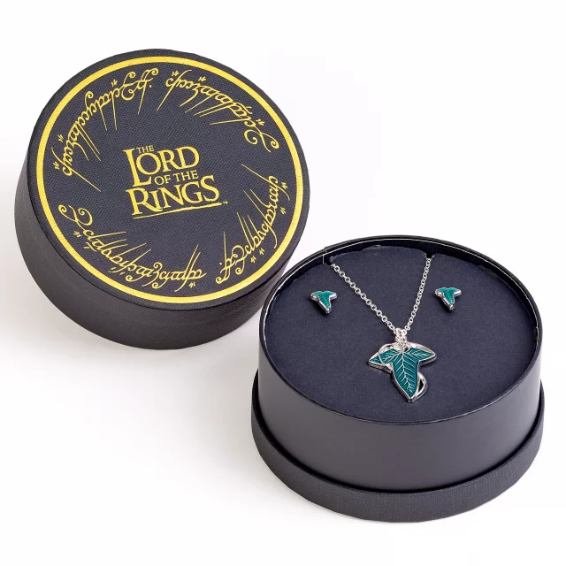 Geschenkset Lord of the Rings - Leaf of Lórien (Anhänger, Ohrringe)