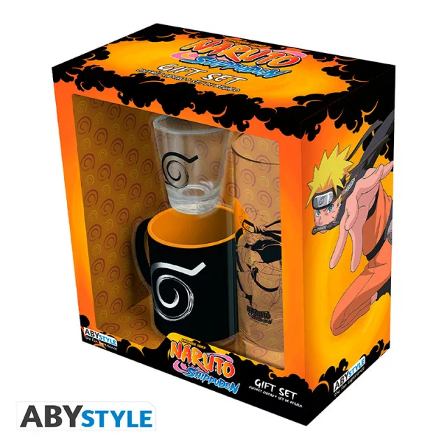 Geschenkset Naruto - Konoha (Glas, Tasse, Schnapsglas) (beschädigte Verpackung) - Shotgläser