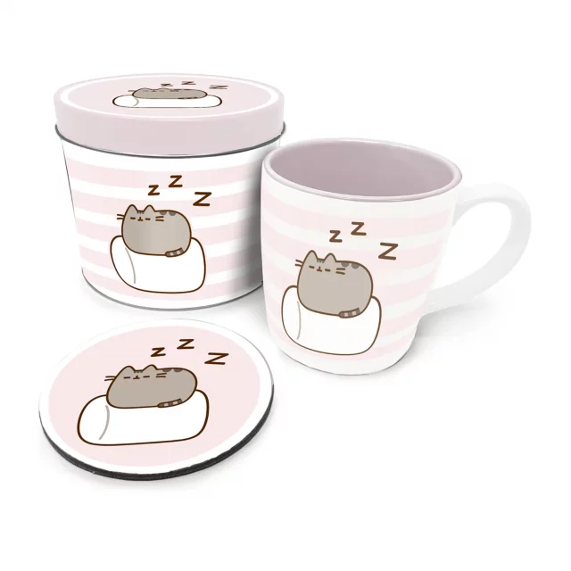 Geschenkset Pusheen - Pusheen-Dose (Tasse, Untersetzer) - Socken