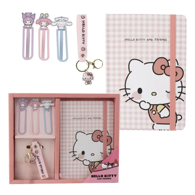 Geschenkset Sanrio - Hello Kitty (Notizbuch, Schlüsselanhänger, Lesezeichen) - Tassen