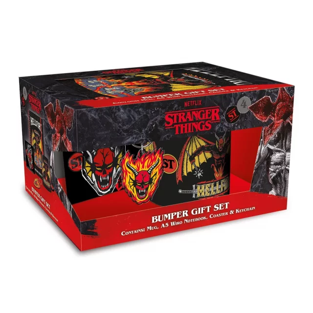 Geschenkset Stranger Things - Bumper Gift Set (Tasse, Untersetzer, Schlüsselanhänger, Notizbuch) - Untertassen