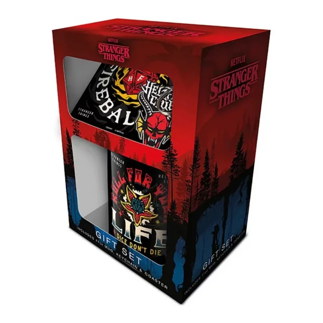 Geschenkset Stranger Things - Hellfire Club (Tasse, Untersetzer, Schlüsselanhänger) - Untertassen