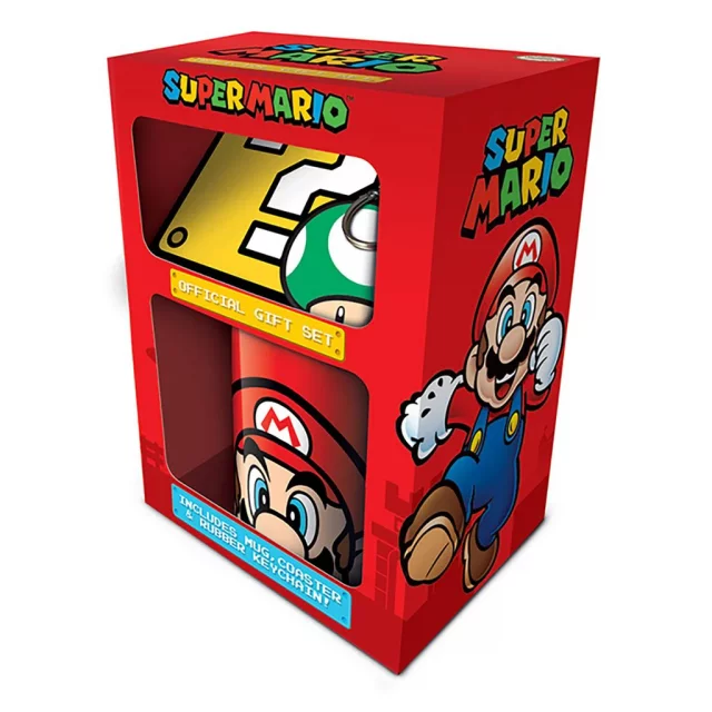 Geschenkset Super Mario - Mario (Tasse, Untersetzer, Schlüsselanhänger) - Untertassen