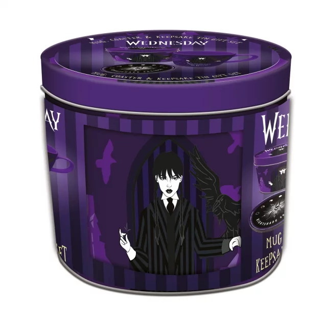 Geschenkset Wednesday - Nightshades & Ravens (Tasse, Untersetzer, Blechdose) - Tim Burton