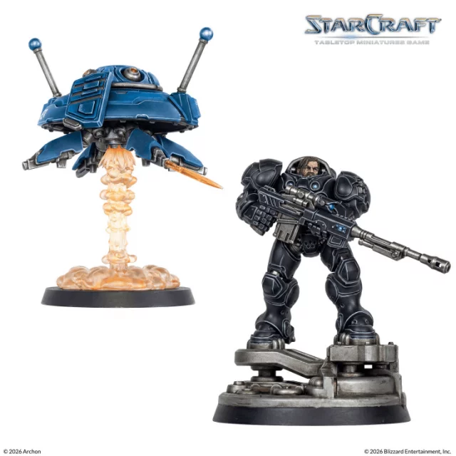 Brettspiel StarCraft - Tabletop Miniature Game - Jim Raynor & Point Defense Drone - Hero Expansion Set (2 Figuren) - Abenteuer-Brettspiel