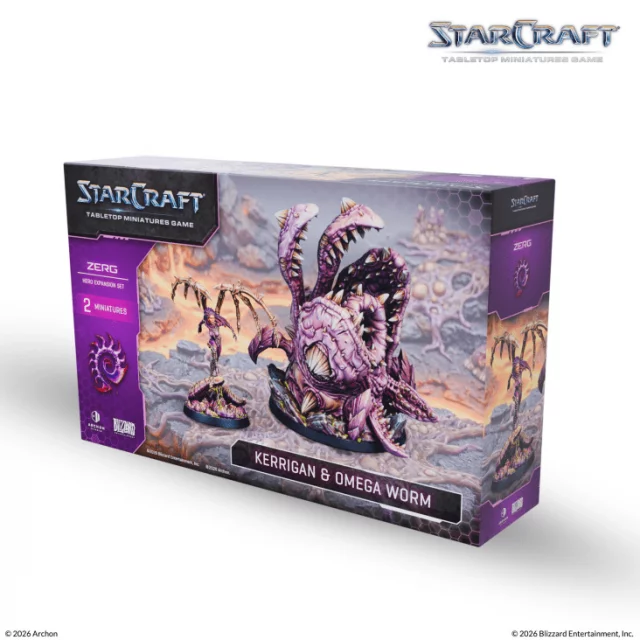 Brettspiel StarCraft - Tabletop Miniature Game - Kerrigan & Omega Worm - Hero Expansion Set (2 Figuren) - Brettspiel