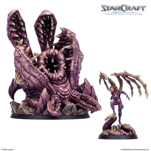 Brettspiel StarCraft - Tabletop Miniature Game - Kerrigan & Omega Worm - Hero Expansion Set (2 Figuren) - Abenteuer-Brettspiel