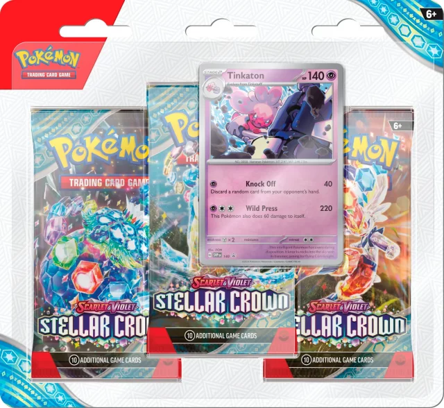 Kartenspiel Pokémon TCG: Scarlet & Violet - Stellar Crown 3-Pack Blister Booster (Tinkaton) (ENGLISCHE VERSION) - TCG Sammelkartenspiel