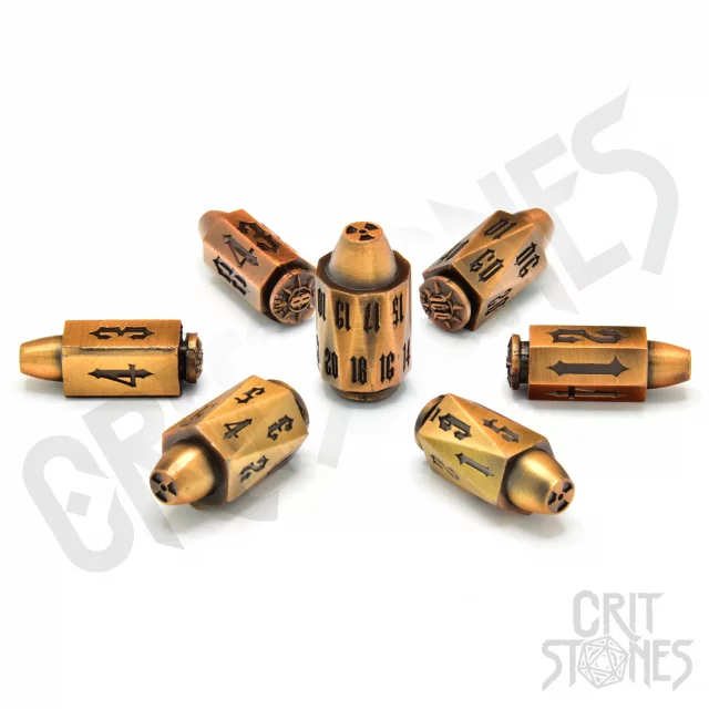 Würfel Ballistic Brass Metal - RPG Dice Set (7 Stck)