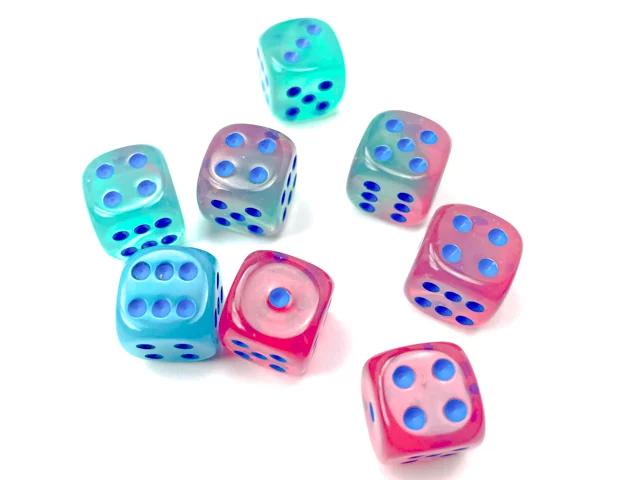 Würfel Gemini - Gel Green-Pink/blue (36 Stk.)