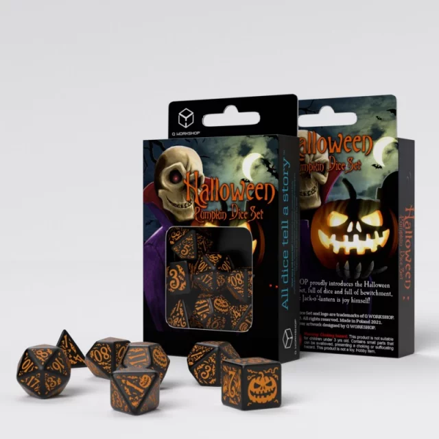 Würfel Halloween - Pumpkin in Schwarz-Orange - Q-Workshop
