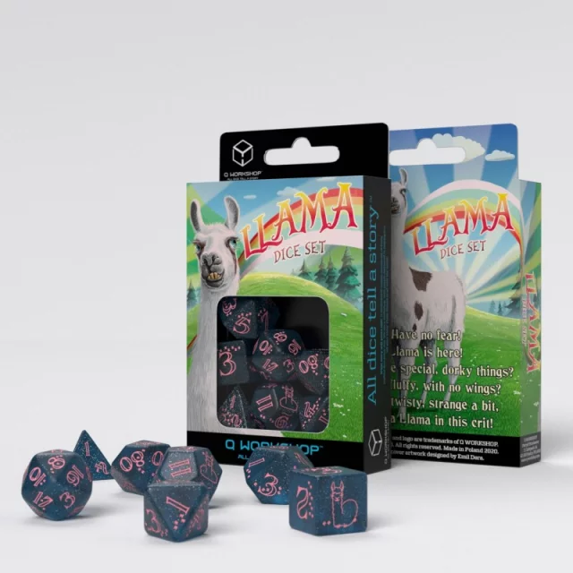 Würfel Llama - Glittering dark blue & pink - Q-Workshop