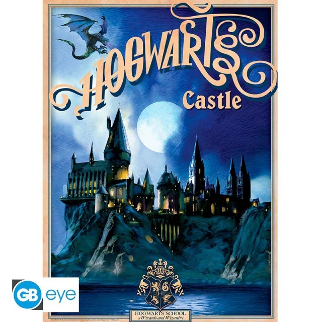 Poster Harry Potter - Retro Hogwarts Castle & Diagon Alley (Set aus 2 Stück)
