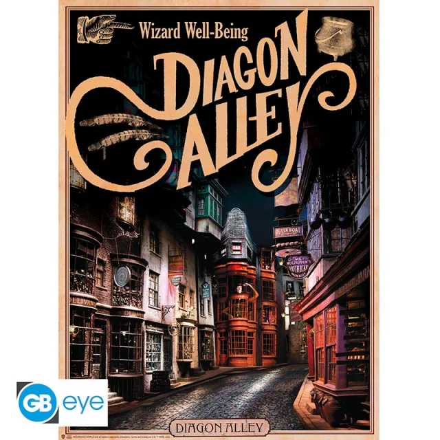 Poster Harry Potter - Retro Hogwarts Castle & Diagon Alley (Set aus 2 Stück)