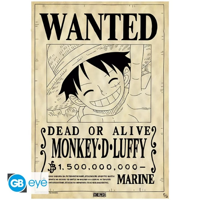 Poster One Piece - Wanted Luffy Parchment - Anime