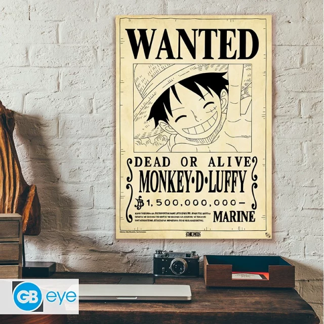 Poster One Piece - Wanted Luffy Parchment - Anime