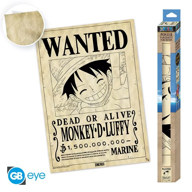 Poster One Piece - Wanted Luffy Parchment - Manga