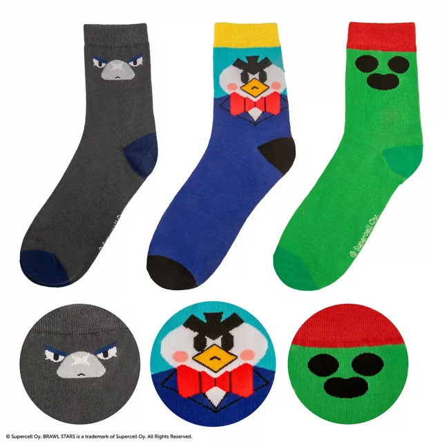 Socken Brawl Stars - Spike, Crow & Mr. P (3 Stück)