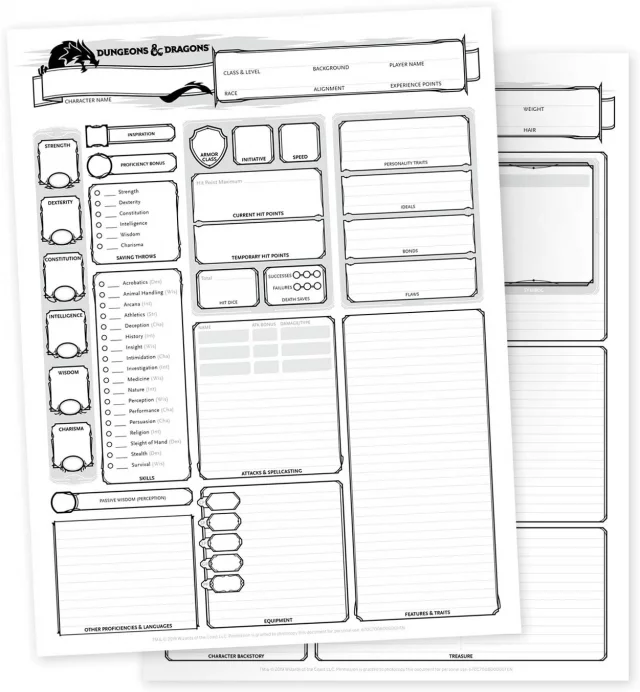 Organizer Dungeons & Dragons - 5th Edition Character Sheets - Spielanleitung