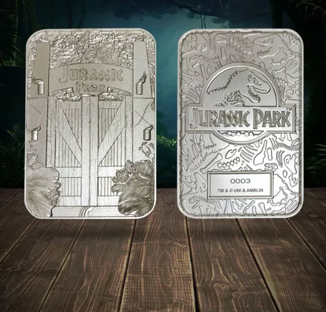 Sammlerplakette Jurassic Park - Entrance Gates Ingot (versilbert) - Stück limitiert