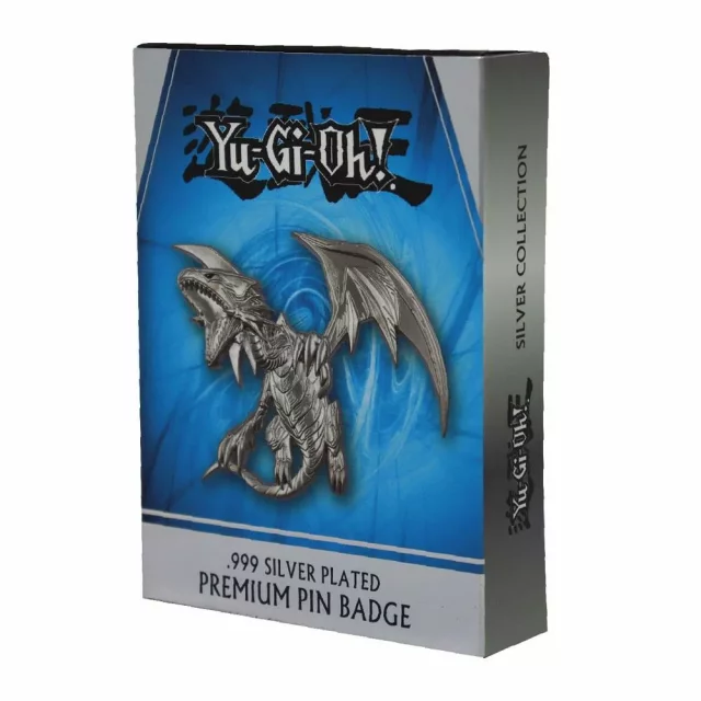 Sammler-Anstecker Yu-Gi-Oh! - Blue Eyes White Dragon XL (versilbert) - Stück limitiert