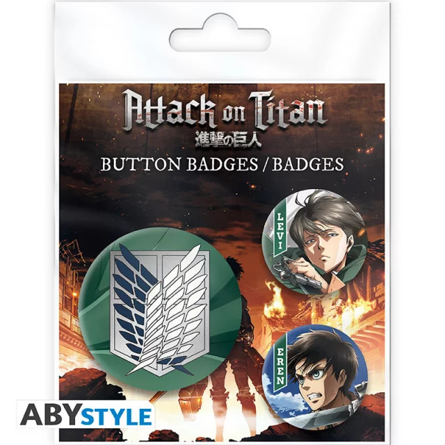 Set von Ansteckern Attack on Titan - Eren & Levi (3 Stck) - Manga
