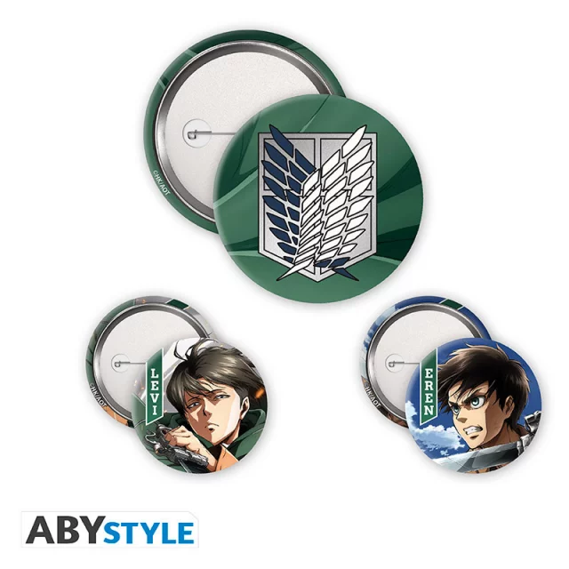 Set von Ansteckern Attack on Titan - Eren & Levi (3 Stck) - Anime