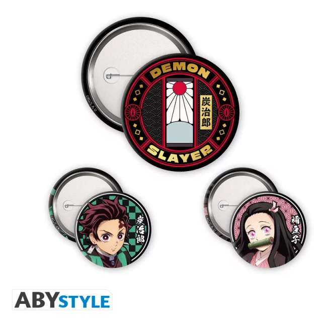 Set von Ansteckern Demon Slayer - Tanjiro & Nezuko (3 Stck) - Anime