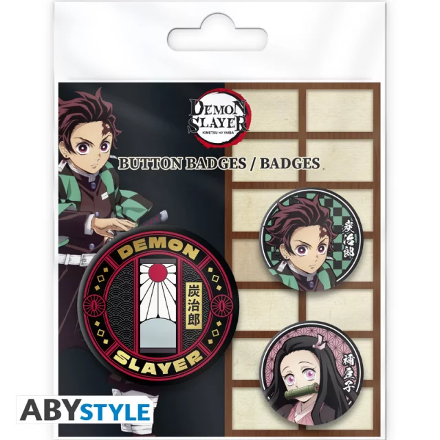 Set von Ansteckern Demon Slayer - Tanjiro & Nezuko (3 Stck) - Manga