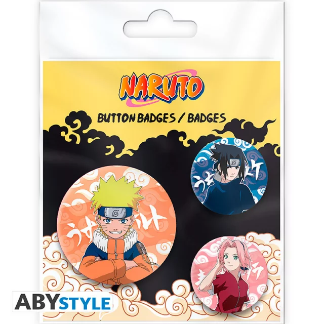 Set von Ansteckern Naruto - Naruto, Sasuke & Sakura (3 Stck) - Manga