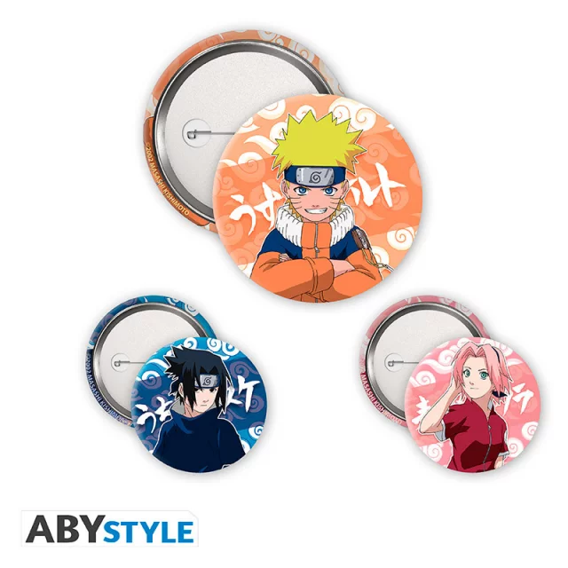 Set von Ansteckern Naruto - Naruto, Sasuke & Sakura (3 Stck) - Anime