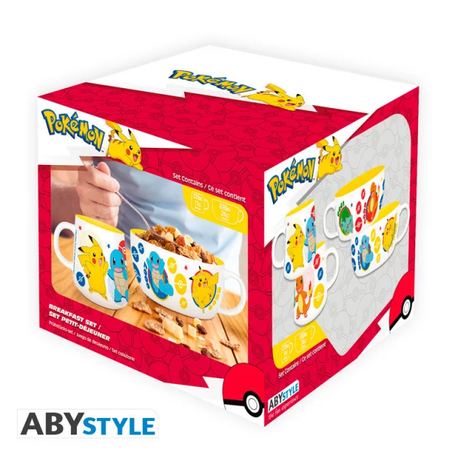 Frühstücksset Pokémon - Pikachu & Kanto Starters - Schüsseln
