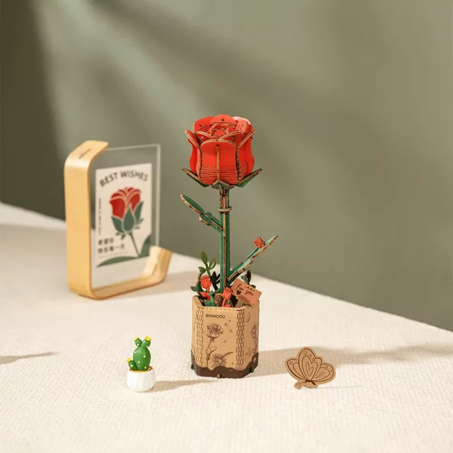 Bausatz - Rote Rose (aus Holz) - Robotime