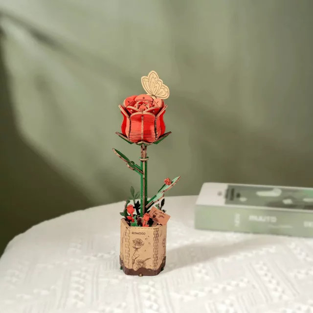 Bausatz - Rote Rose (aus Holz) - Aus Holz