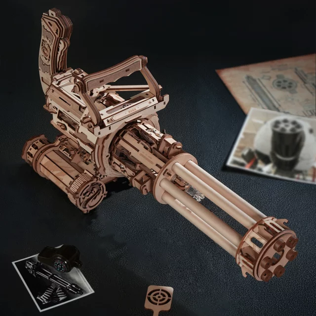 Bausatz - Rotating-Barrel Machine Gun (Holz) - Robotime