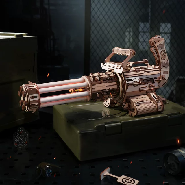 Bausatz - Rotating-Barrel Machine Gun (Holz) - Robotime