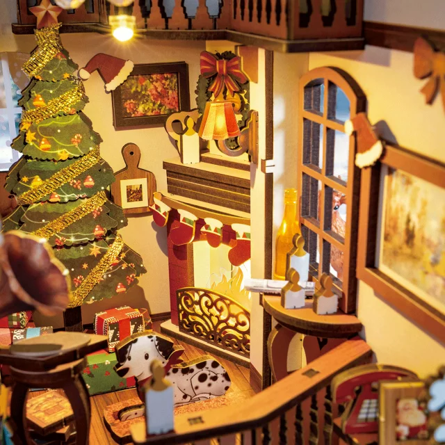 Bausatz - Weihnachtliche Innenszene aus Holz - Aus Holz
