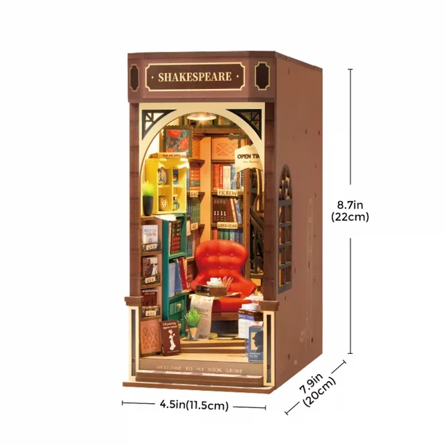 Bausatz- Buchstütze Bookstore (aus Holz) - Lesezeichen