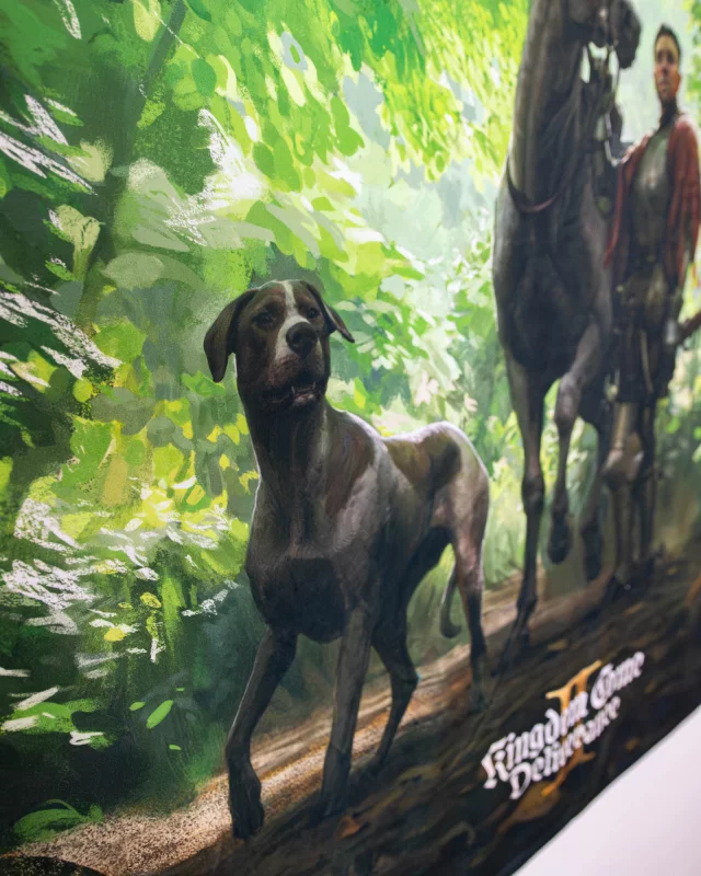 Wandteppich Kingdom Come: Deliverance II - Heinrich und Köter im Wald (Bild auf Textil) - Xzone Originals