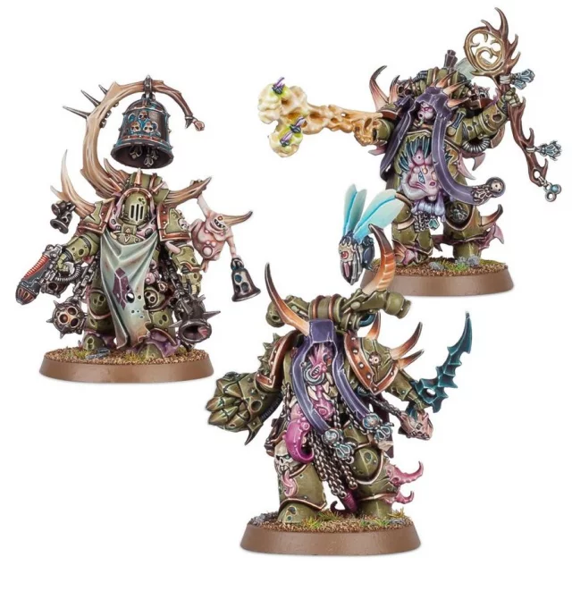 W40k: Death Guard - Malignant Plaguecaster, Noxious Blightbringer & Plague Marine Champion (3 Figuren) - Warhammer