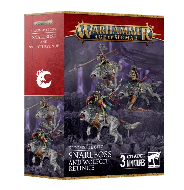 W-AOS: Gloomspite Gitz - Snarlboss and Wolfgit Retinue (3 Figuren) - Brettspiel