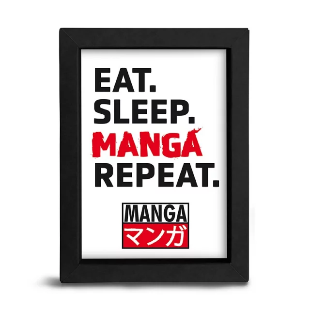 Gerahmtes Poster Asian Art - Eat. Sleep. Manga. Repeat. - Made in Japan