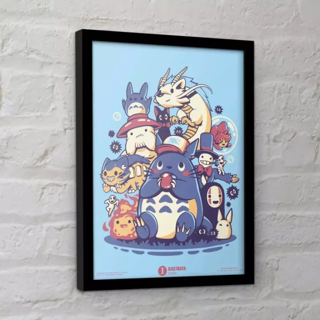Gerahmtes Poster Ghibli - Creatures, Spirits And Friends (Mein Nachbar Totoro)