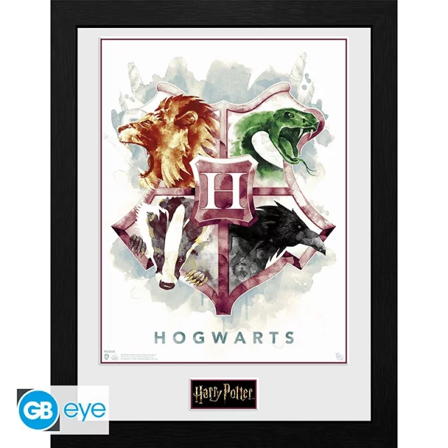 Gerahmtes Poster Harry Potter - Hogwarts Aquarell