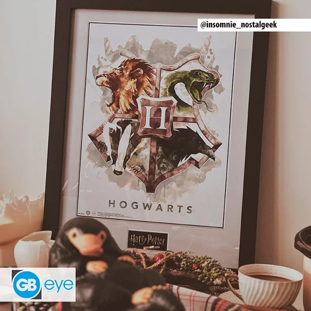 Gerahmtes Poster Harry Potter - Hogwarts Aquarell