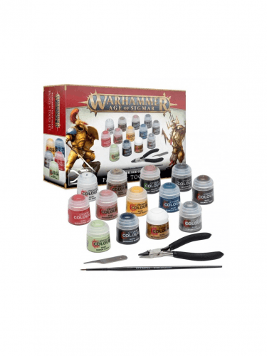 Warhammer Colour Age of Sigmar Farben + Werkzeuge (13 Farben, Pinsel, Feile, Zange)